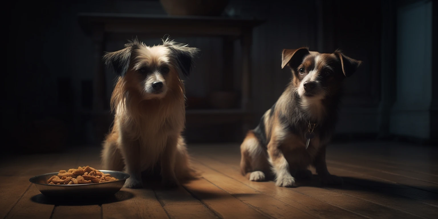 Dos perros comiendo